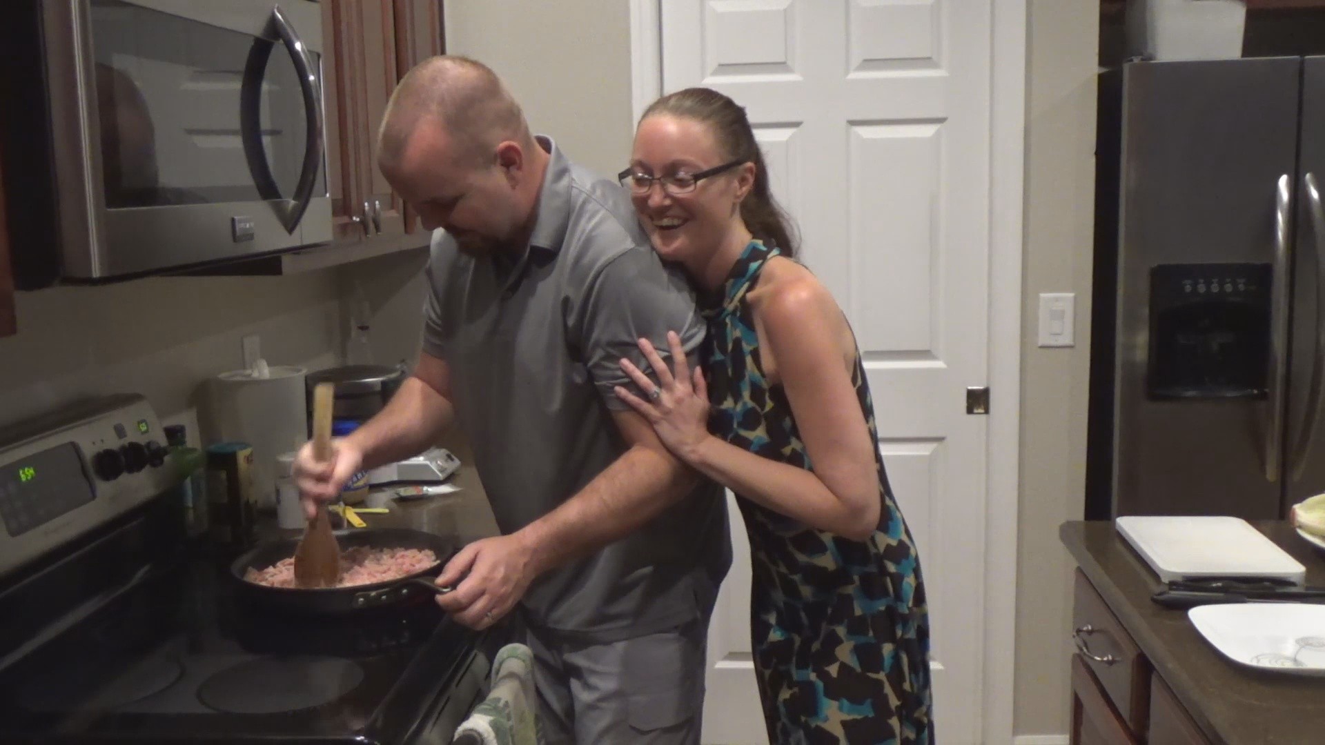 Danielle and Chris Cooking, Chris is the Kitchenaid. 