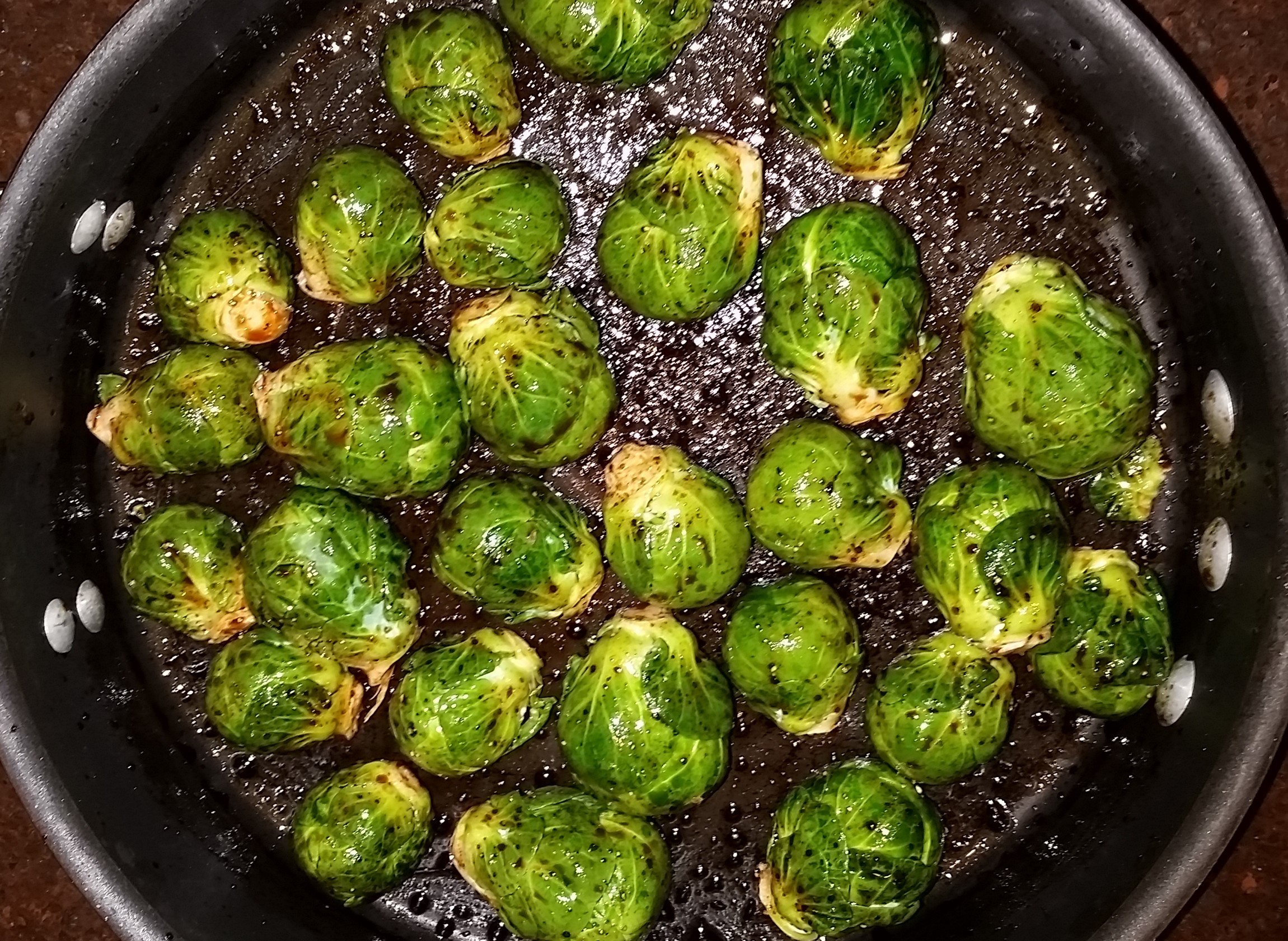 brussels sprouts marinating in balsamic