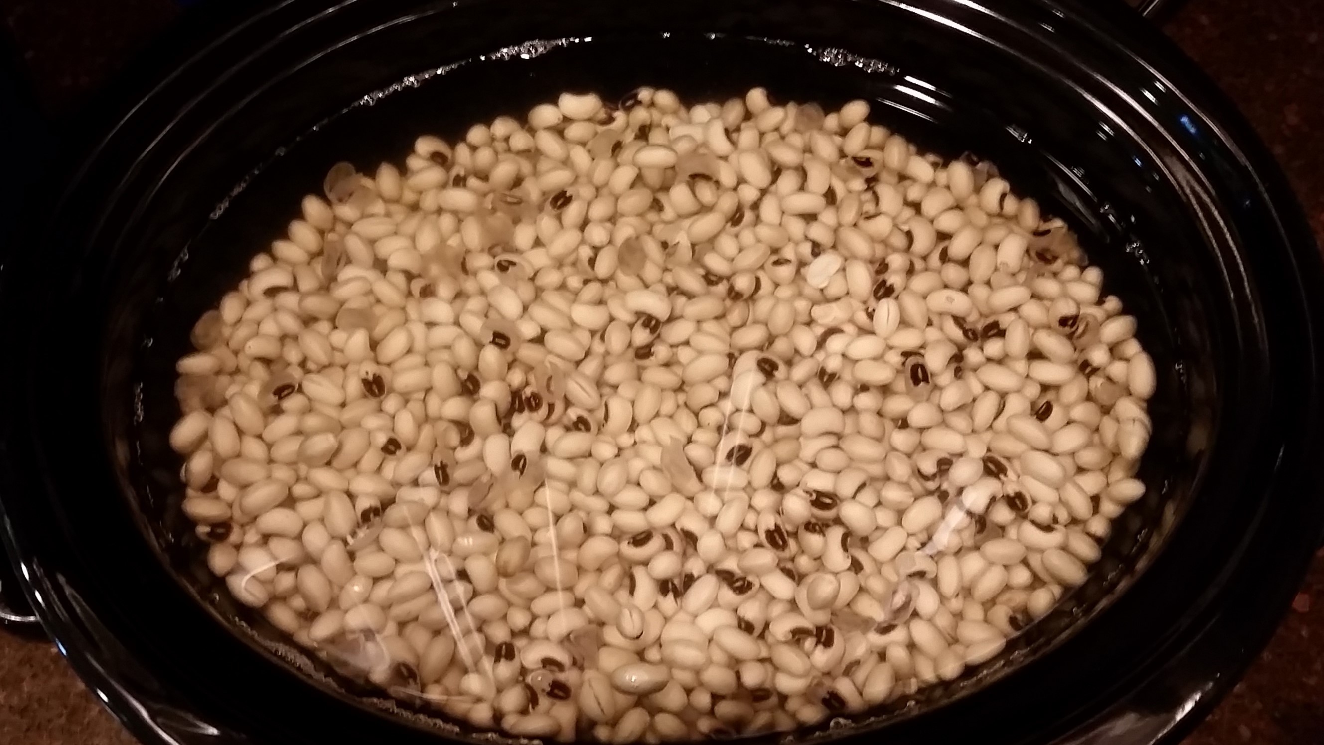 Beans and water in crockpot