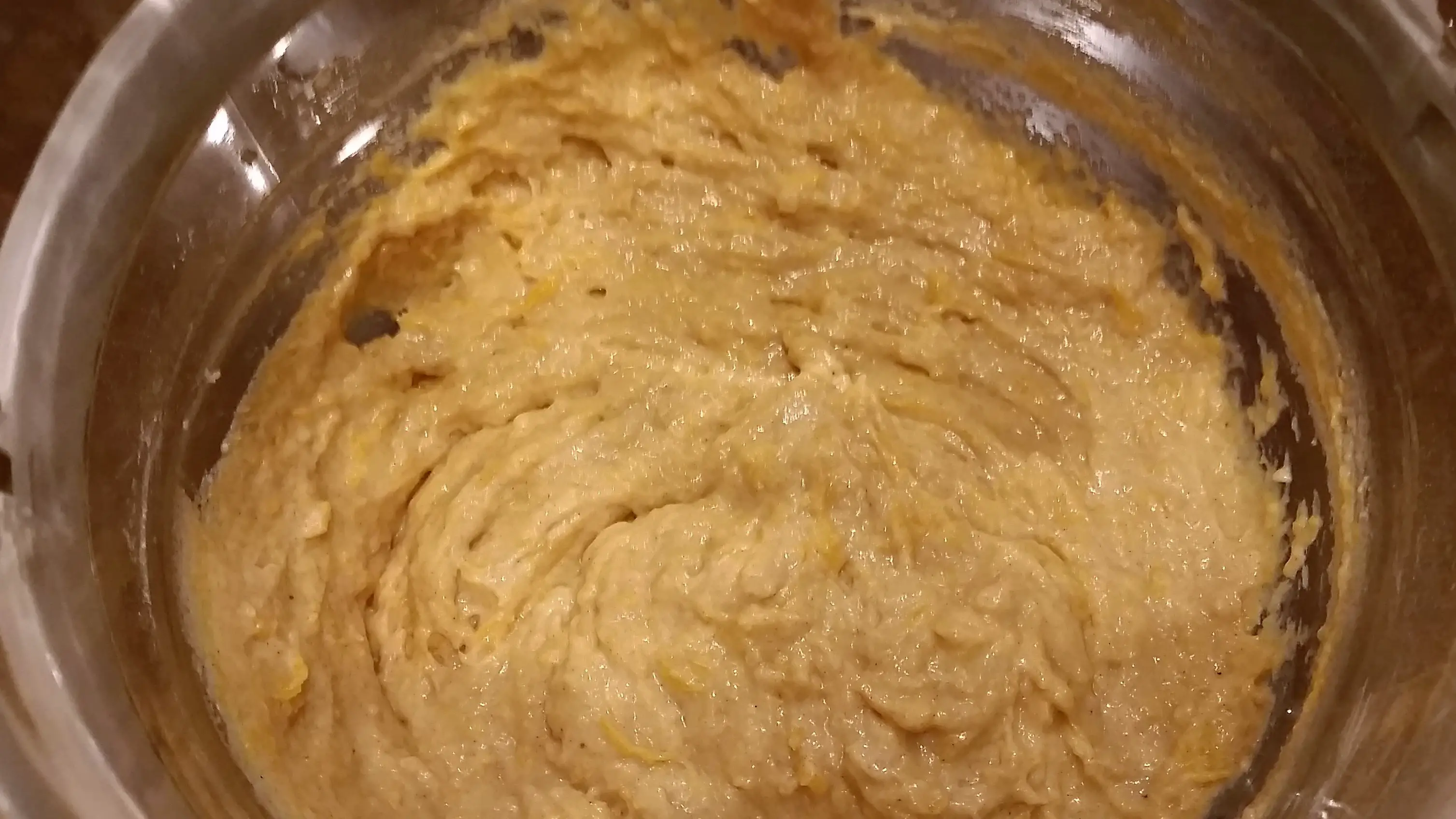pumpkin bread mixed and ready for loaf pans