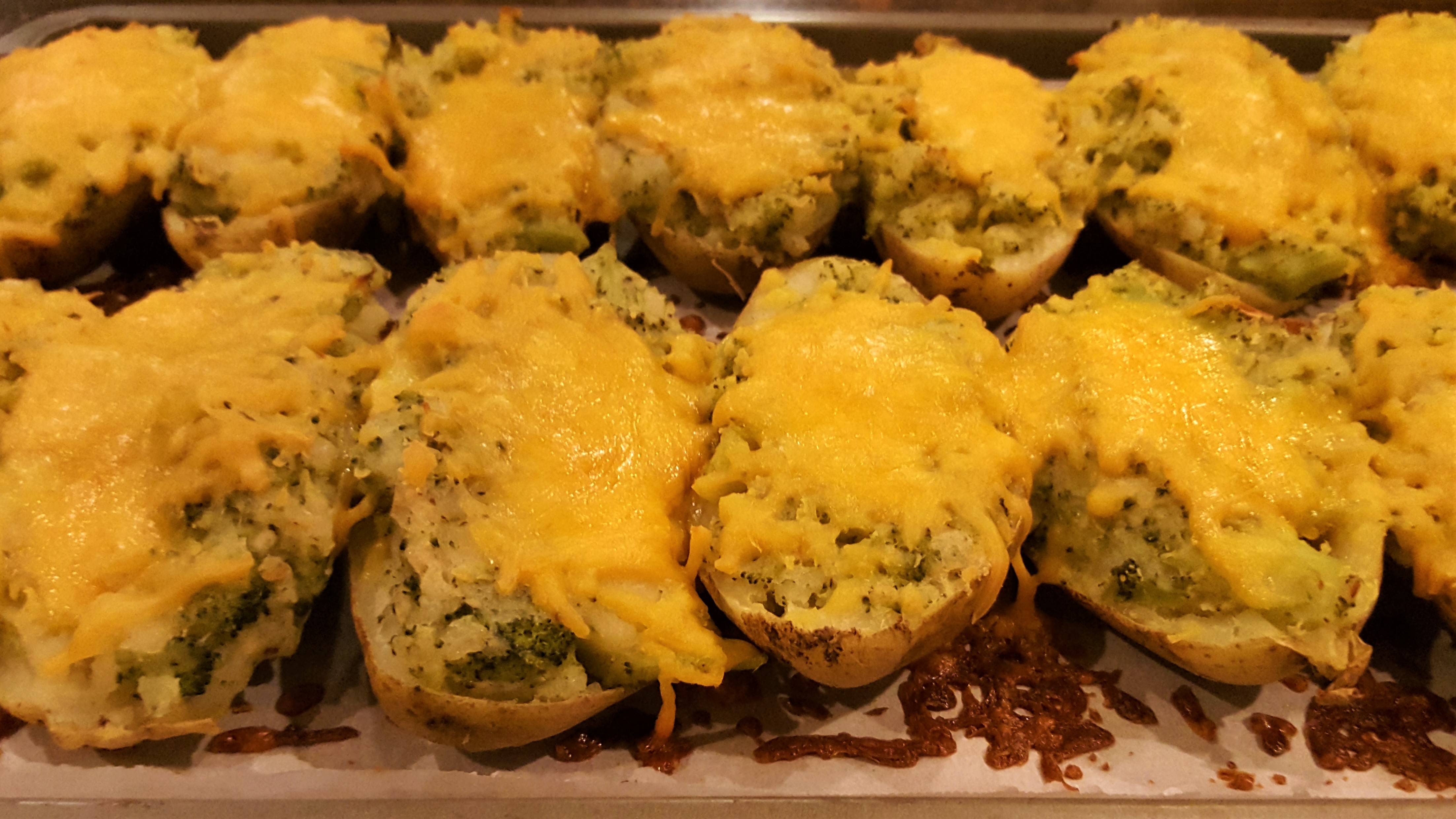 Baked and Fresh out of the Oven Broccoli Cheese Twice Baked Potatoes! Broccoli Cheese Twice Baked Potatoes