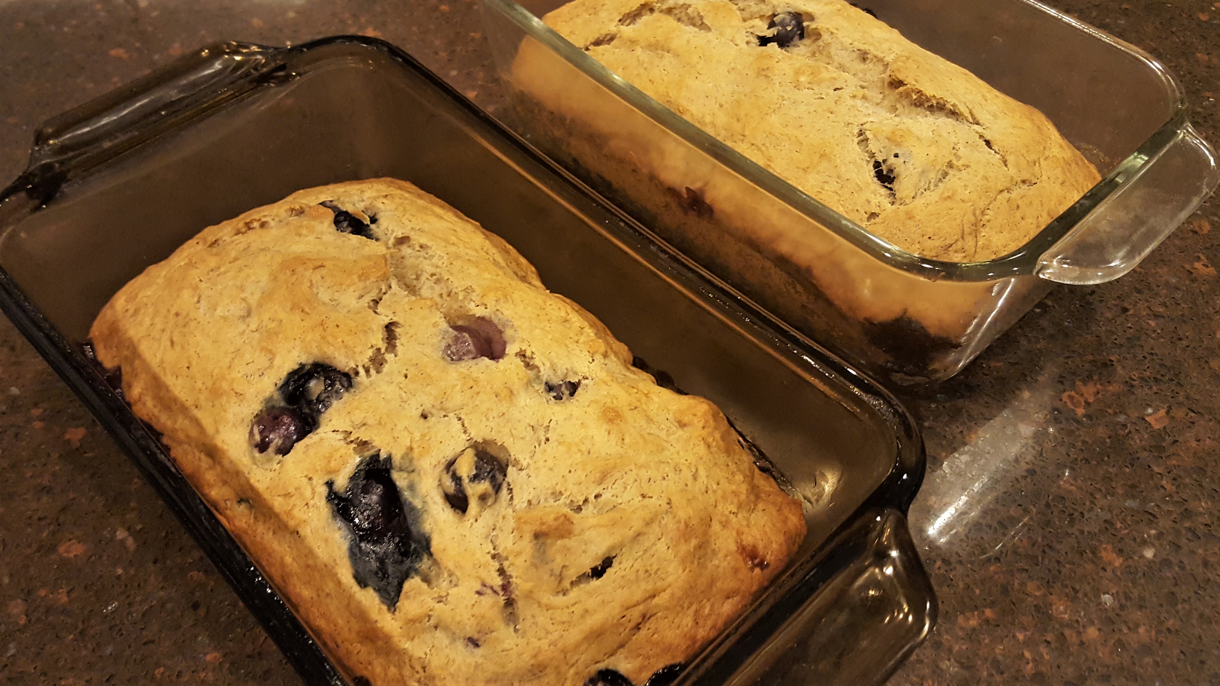 Fresh out of the oven Moist Blueberry Banana Cake Bread! Blueberry bread