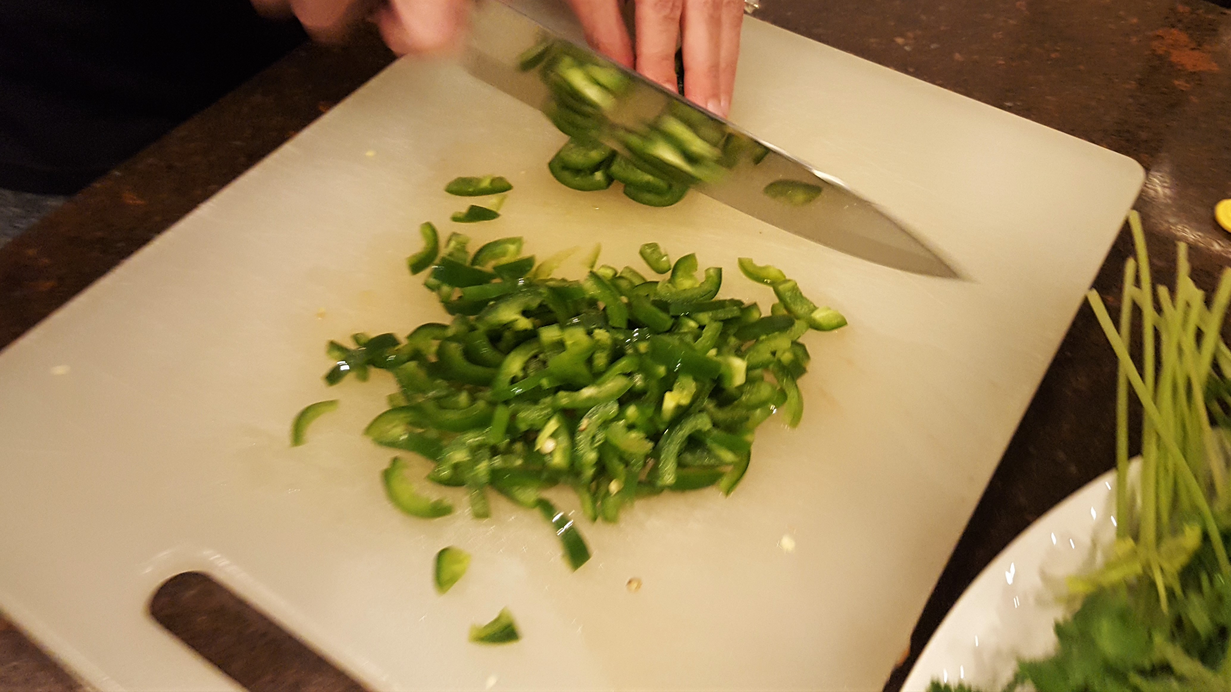 How to cut up Jalapenos for Chunky Pico De Gallo - Dining in with Danielle