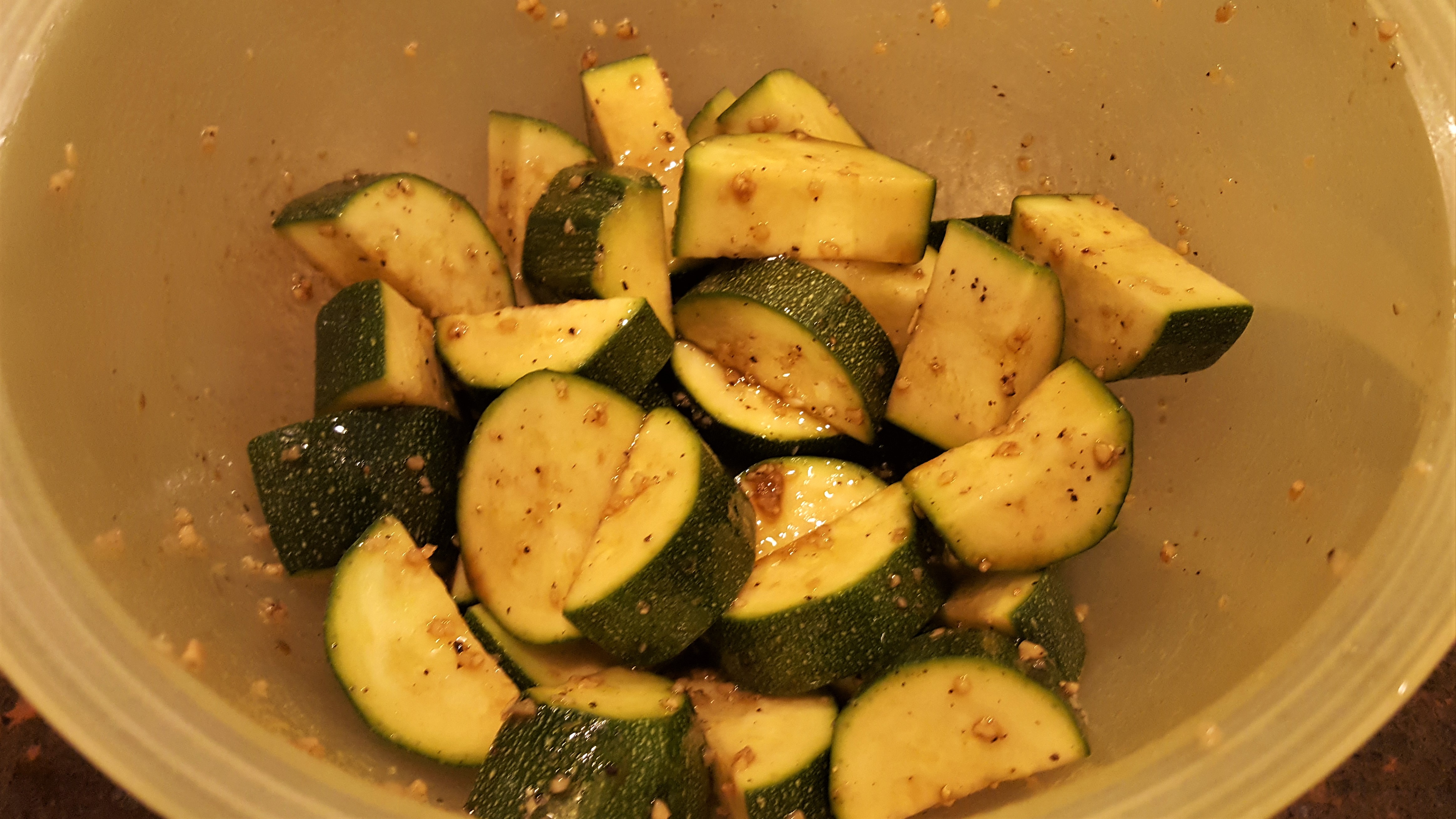Zucchini and all the ingredients marinate for 20 minutes - Dining in with Danielle