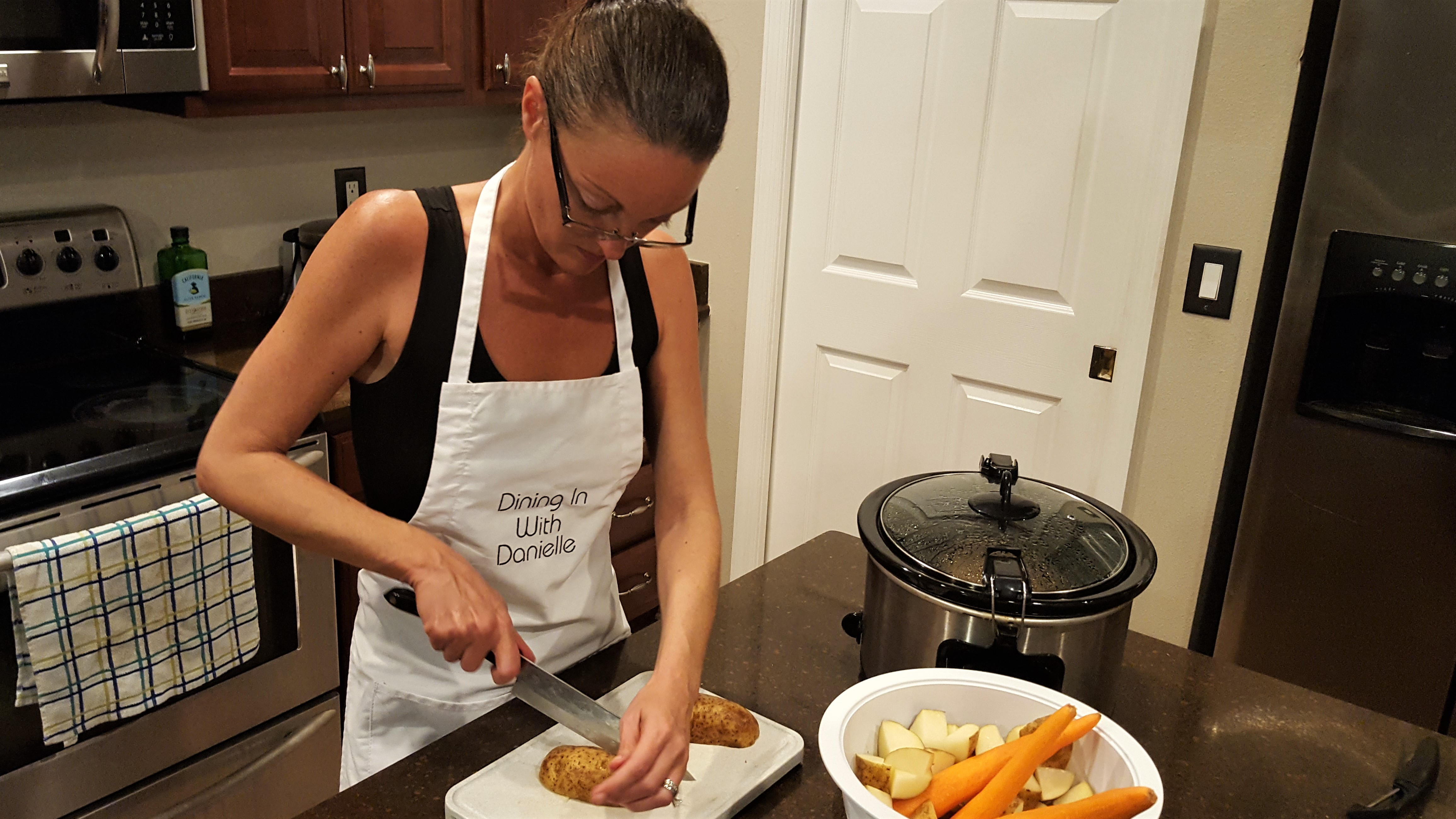 How we cut up our Potatoes and Carrots for Pot Roast - Dining in with Danielle