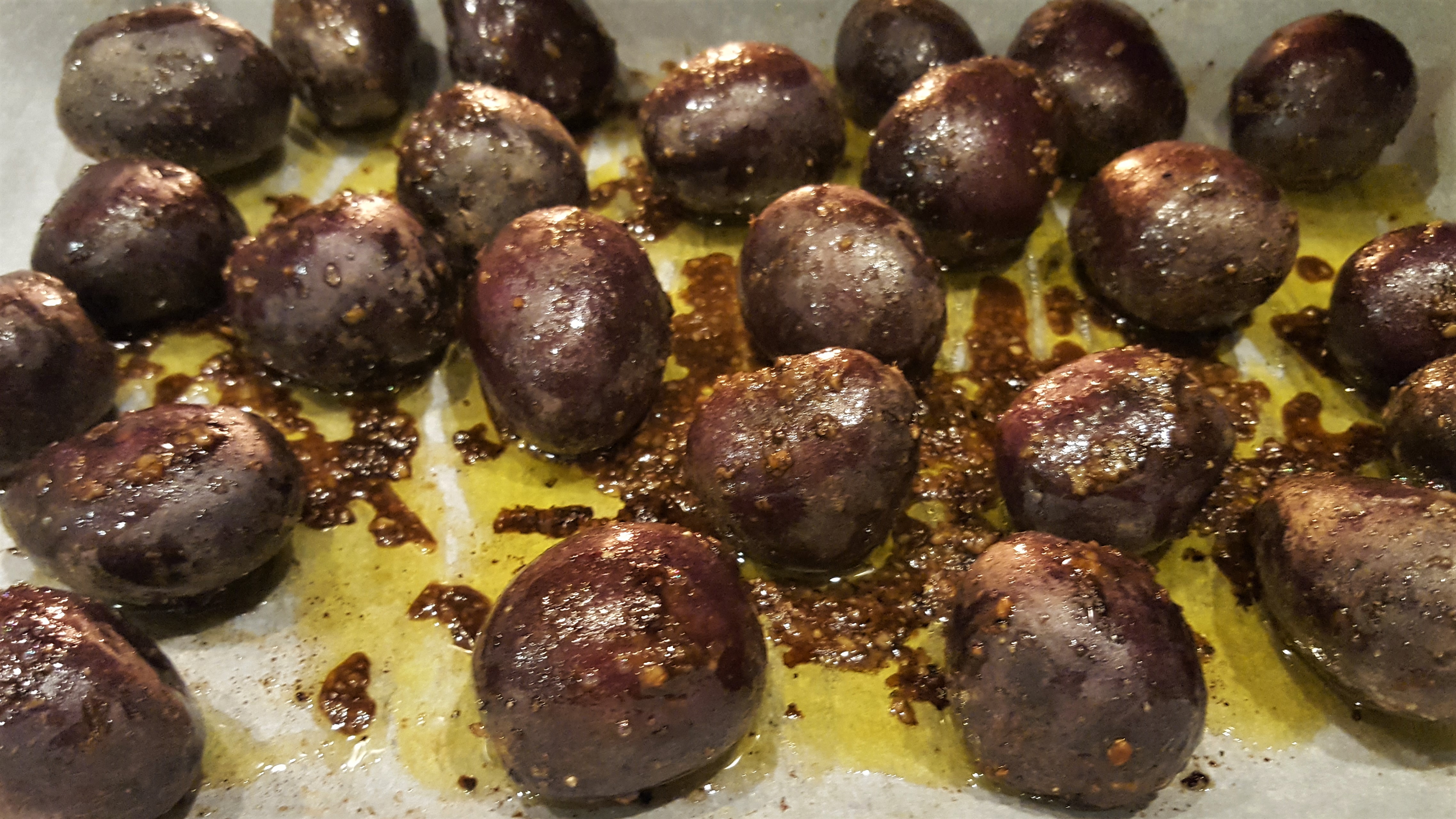 Purple Potatoes after the first roasting - Dining in with Danielle