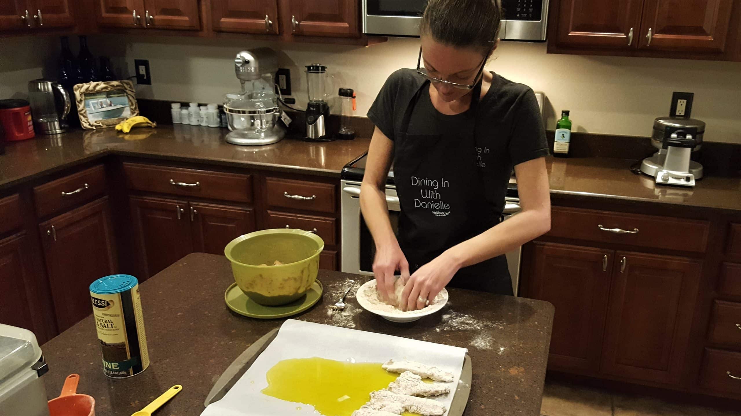 Preparing Chicken Strips for Baking - Dining in with Danielle
