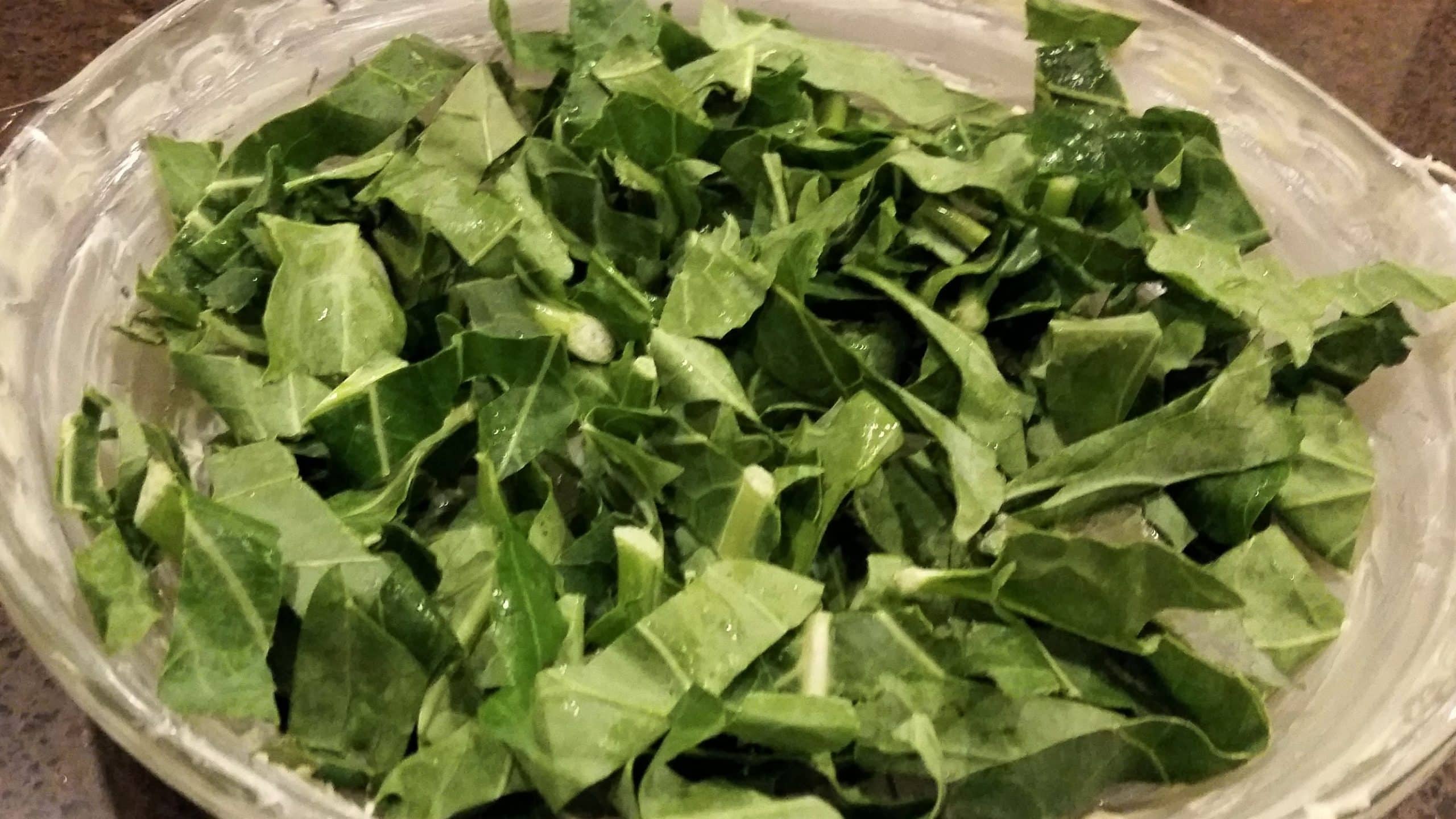 Shredded Collard Greens for Quiche - Dining in with Danielle