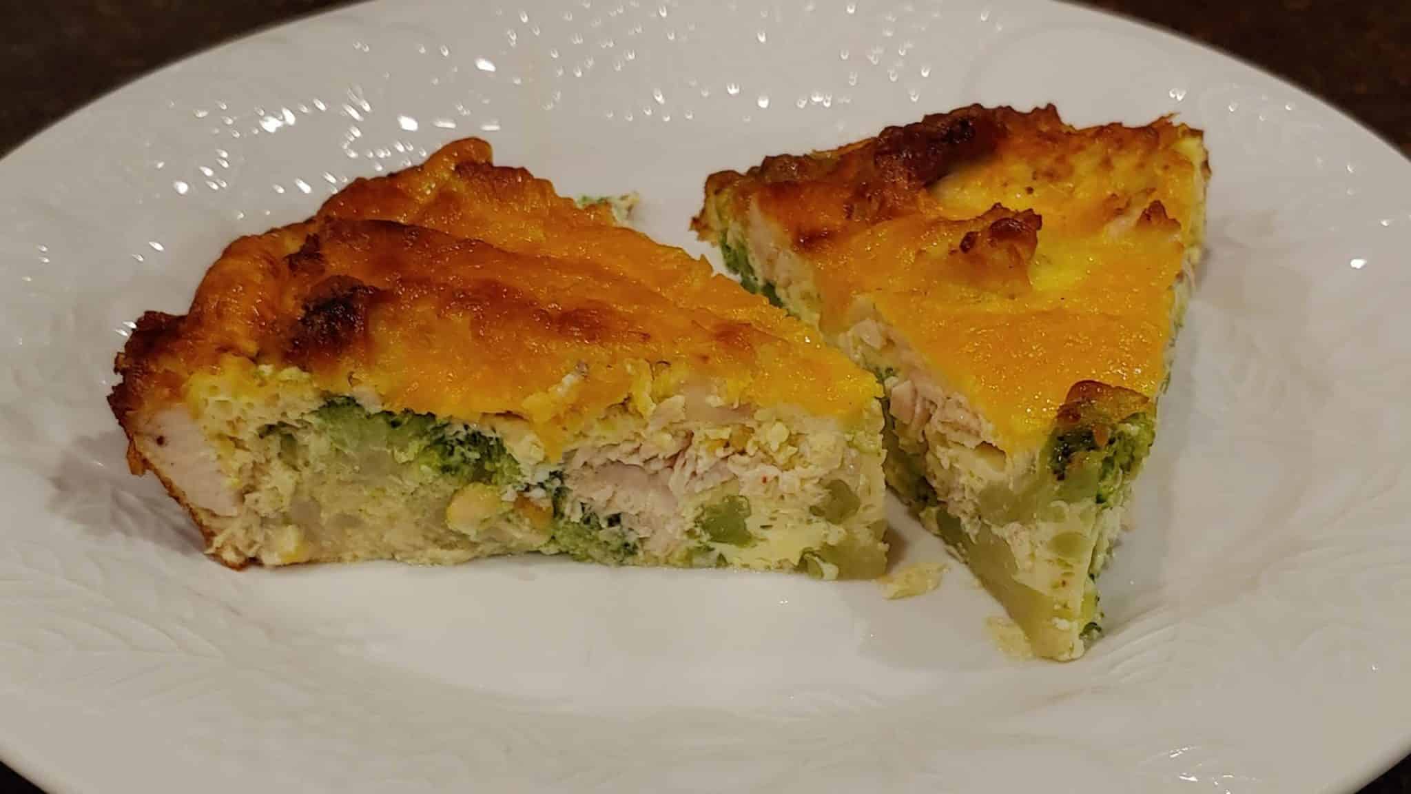 Cheesy Chicken Broccoli Crustless Quiche Dining in with Danielle