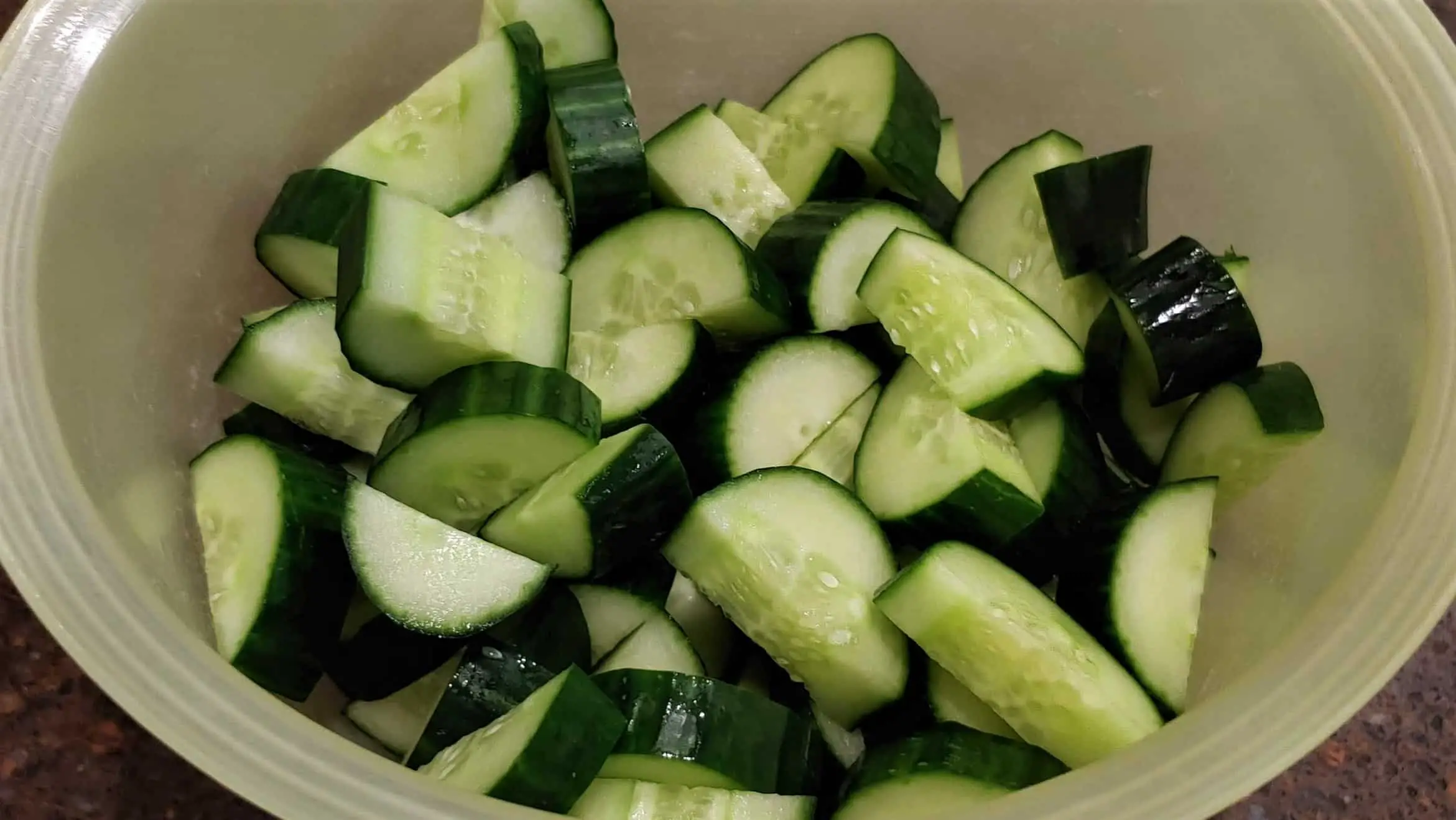 Cucumbers prepared for Salad - Dining in with Danielle