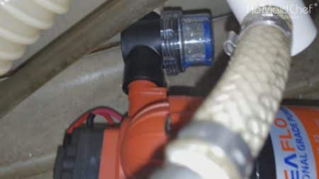 Running Seaflo pump after install in RV, see water going through the filter