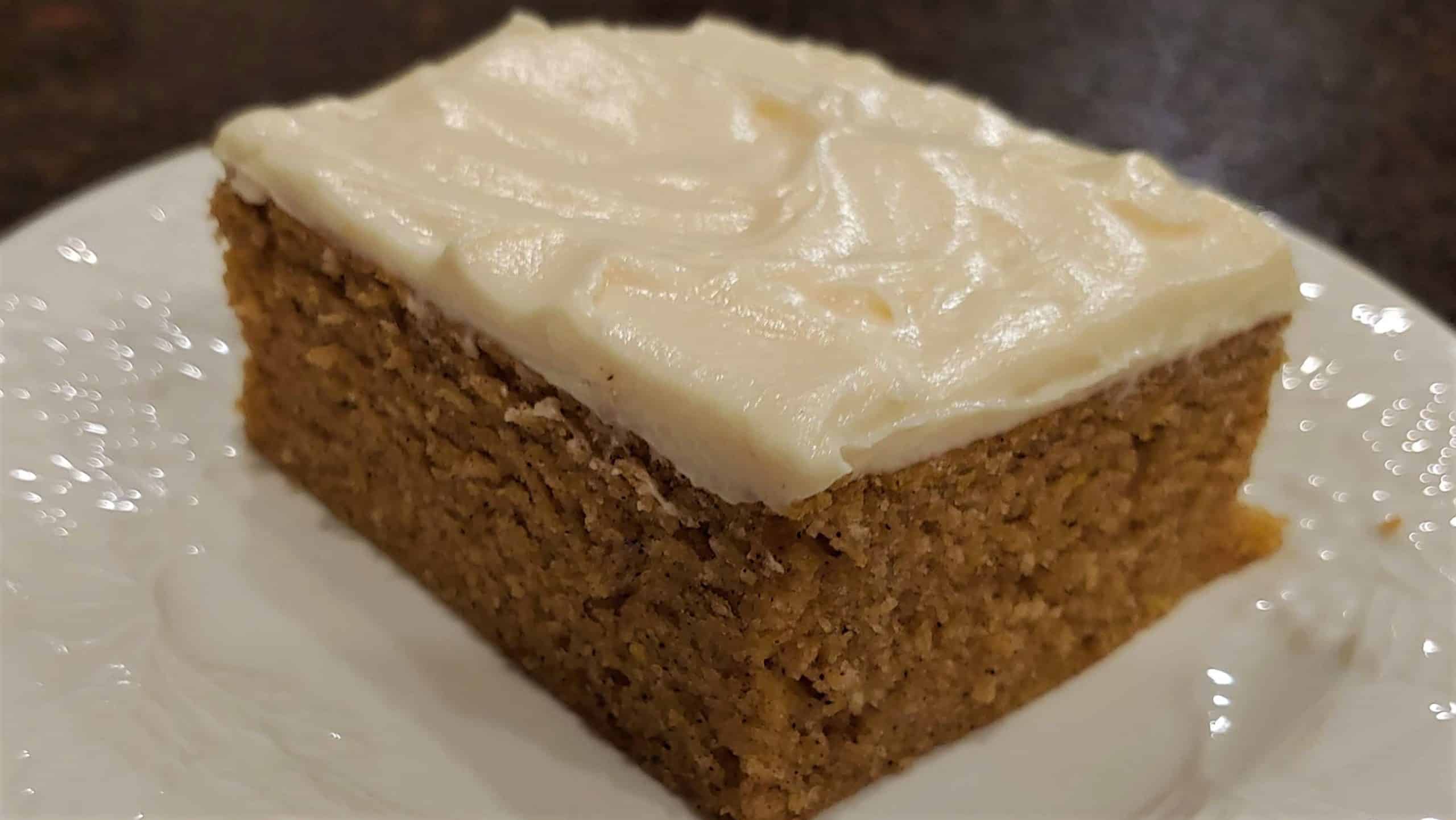 Very Moist Pumpkin Sheet Cake Smothered in Homemade Cream Cheese Frosting! Moist Pumpkin Cake - Dining in with Danielle