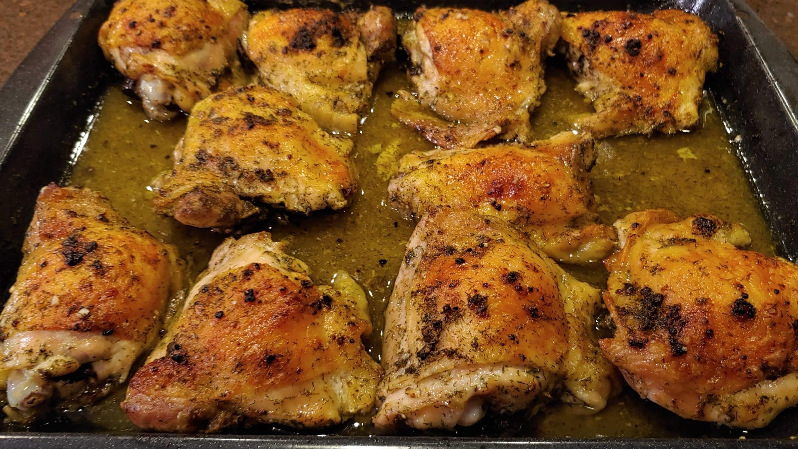 Roasted Dill Lemon Chicken Thighs - Dining in with Danielle