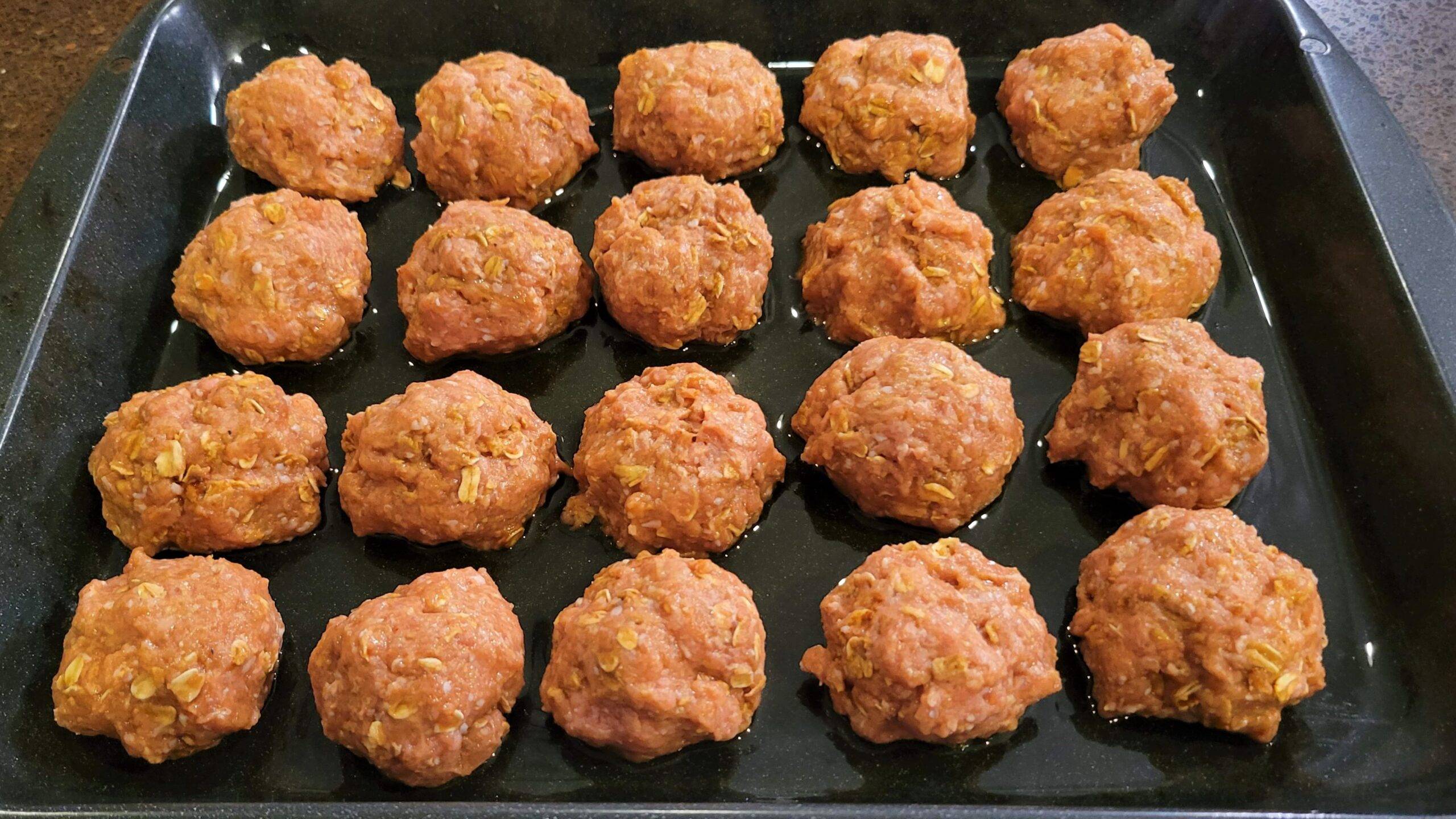 Roasted Garlic Soy Sauce Meatballs ready to go in the Oven! soy sauce meatballs - Dining in with Danielle