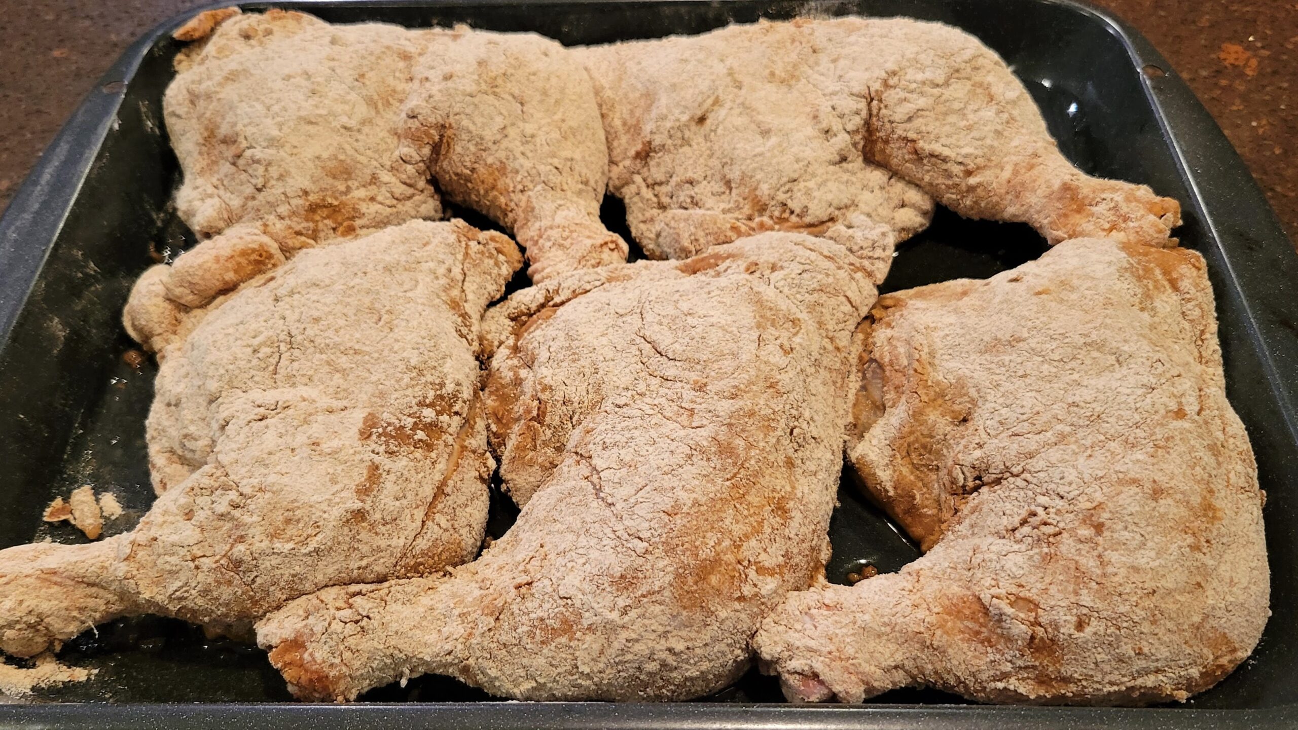 Oven Fried Tex Mex Chicken Leg Quarters Floured with Wheat Flour! Oven Fried Chicken - Dining in with Danielle