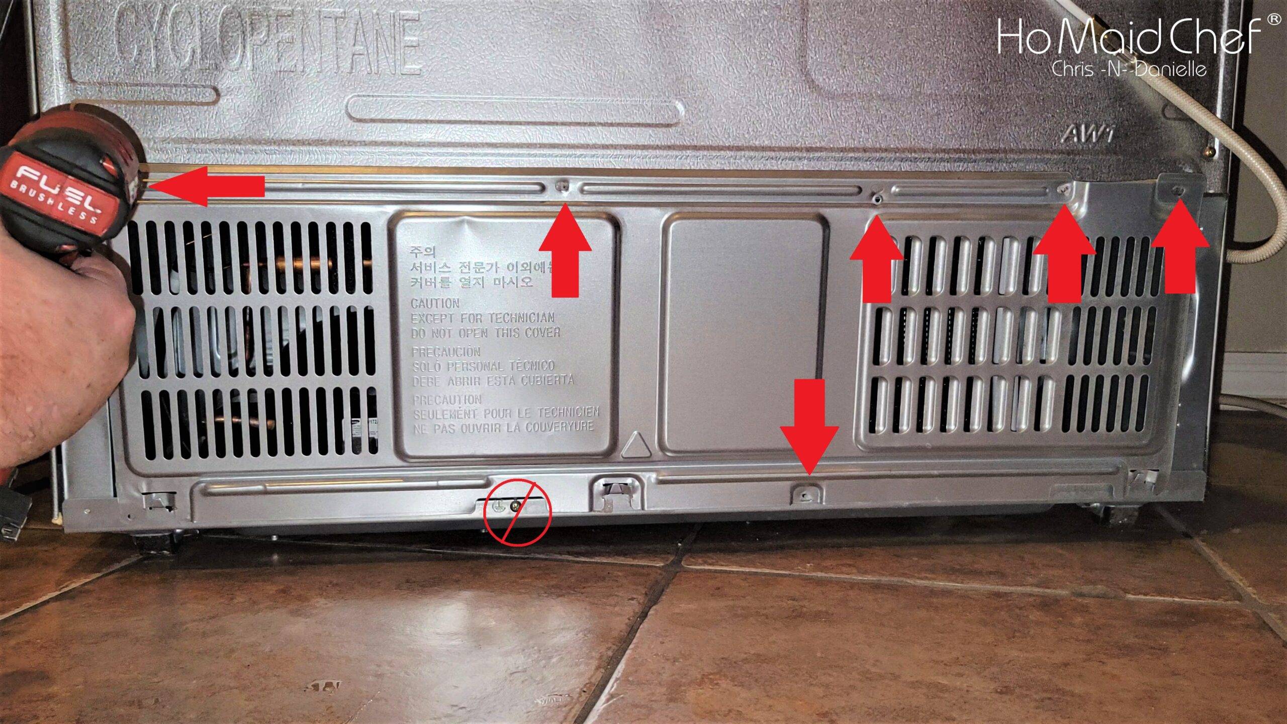 Screw locations for Samsung Fridge Back Panel - Chris Does What