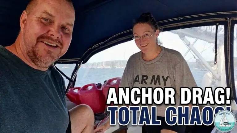 Chris and Danielle on sailboat in Las Galeras Dominican Republic during anchor dragging emergency.